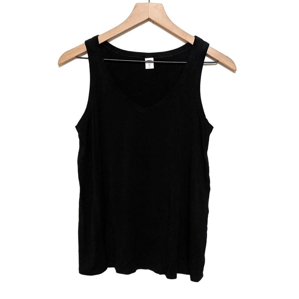 Old Navy Tank Top Womens XS Black Luxe V Neck Sleeveless Viscose Spandex Blend